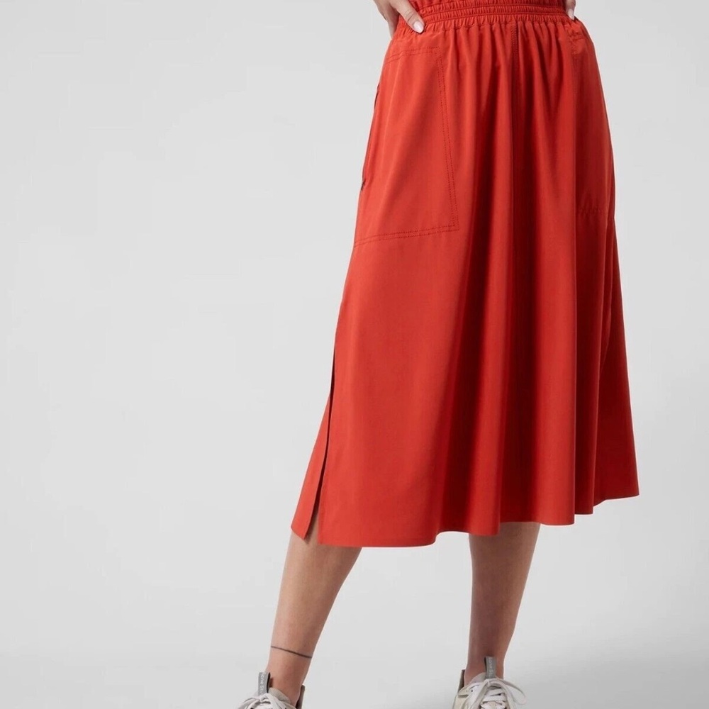 Athleta Dark  Orange Savanna Midi Skirt